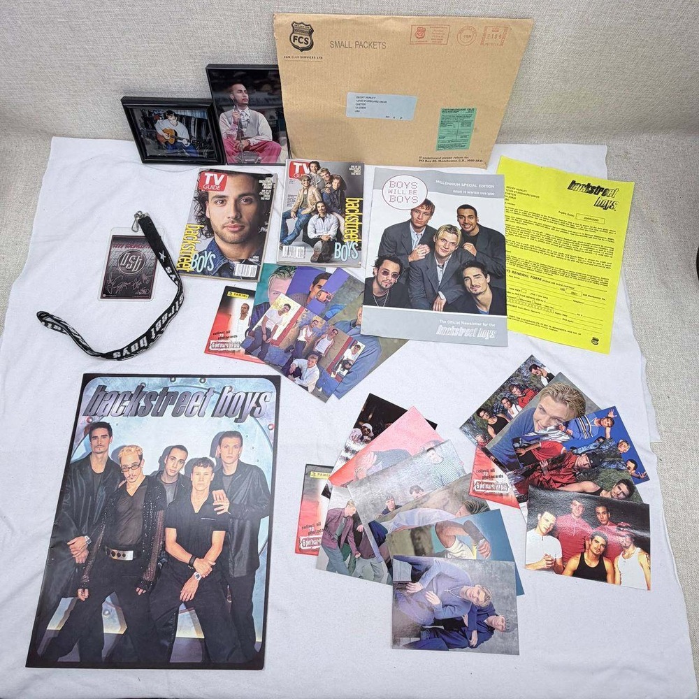 Vintage Backstreet Boys Fan Club Memorabilia Lot 1999 World Tour Lanyard Posters